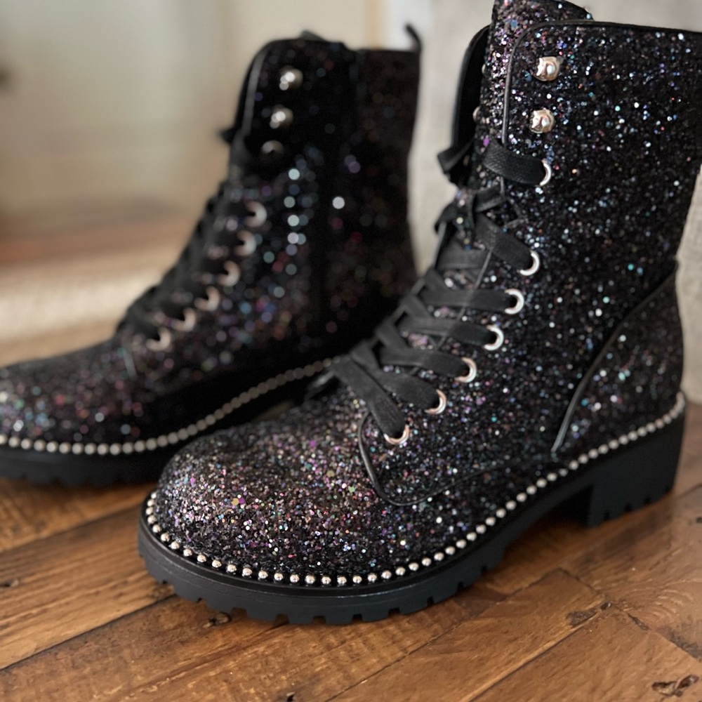 Portland Boot Company Black Glitter Boots Women’s 7.5